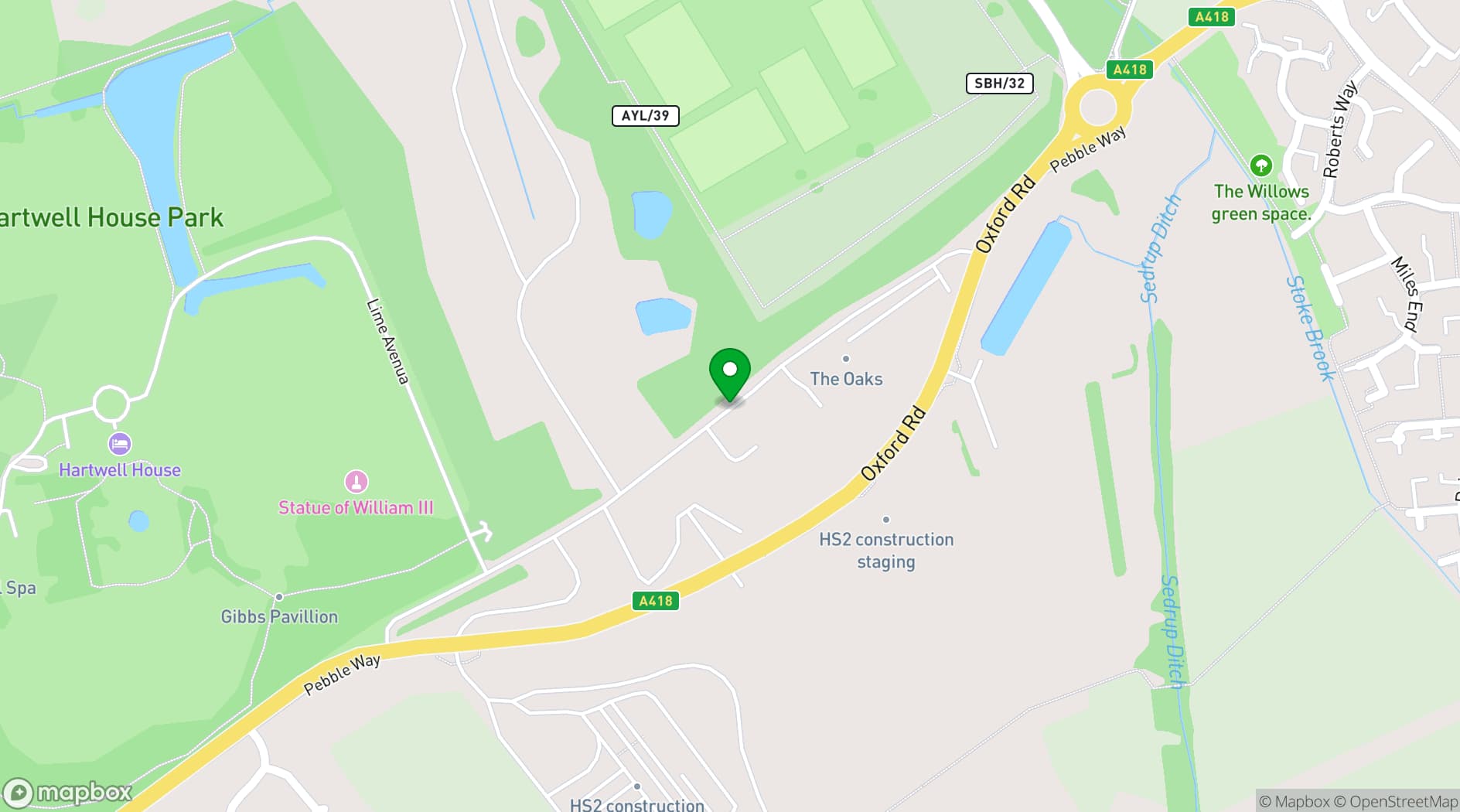 Map showing Hartwell House Hotel and Spa
