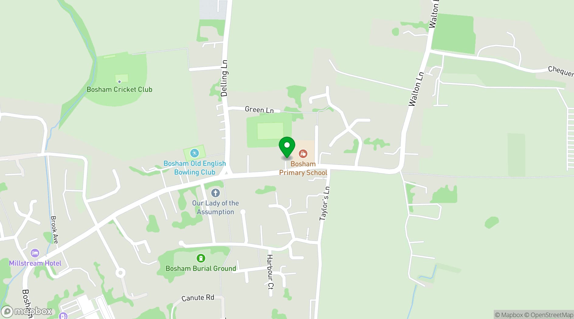 Map showing Bosham Village Hall
