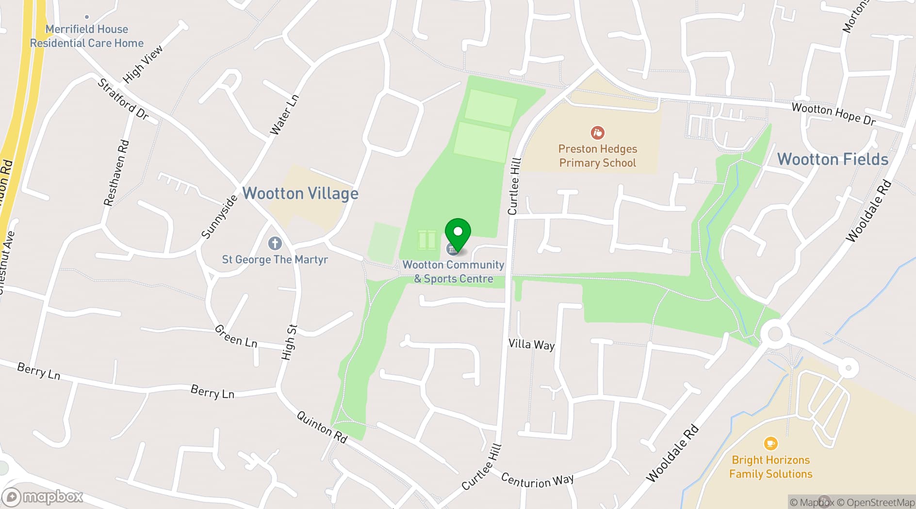 Map showing Wootton Community & Sports Centre