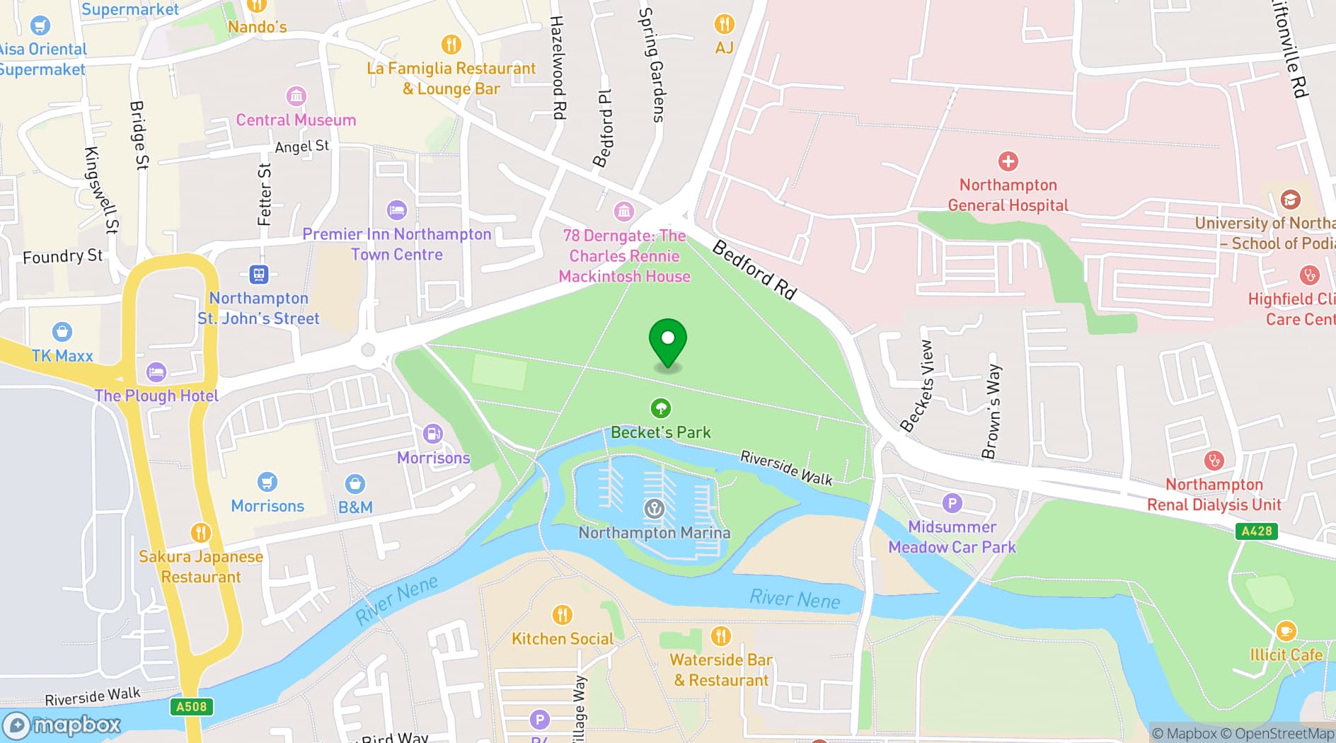 Map showing Becket's Park