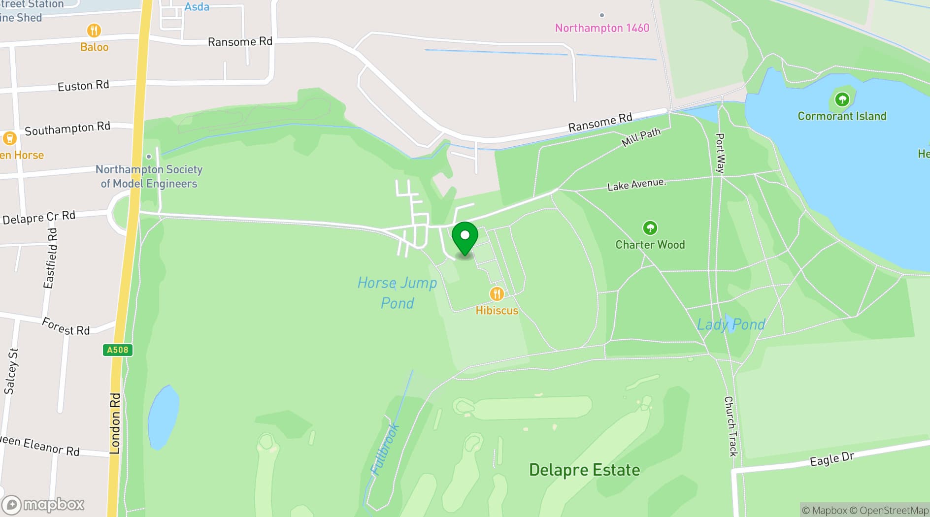 Map showing Delapré Abbey