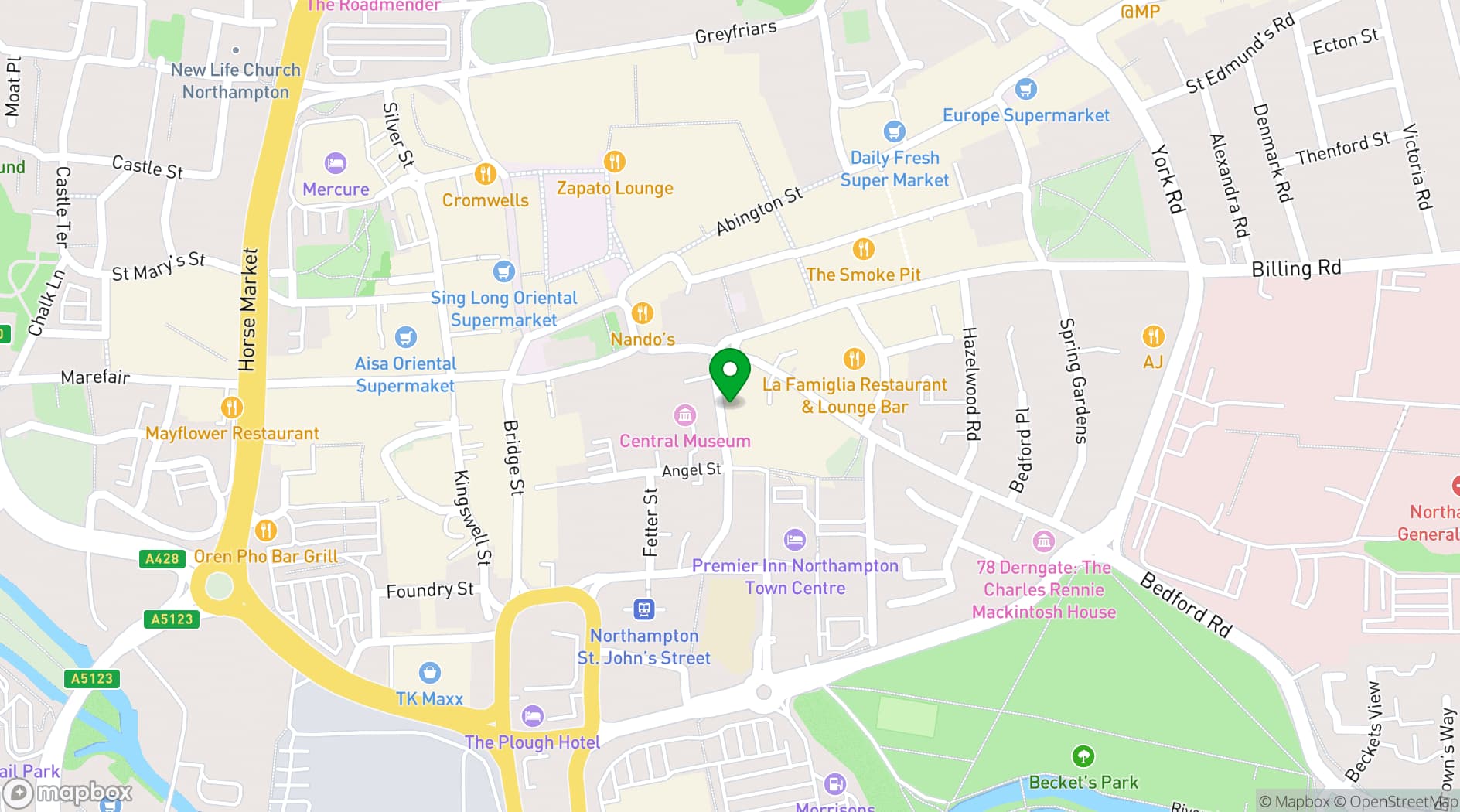 Map showing Performing Room