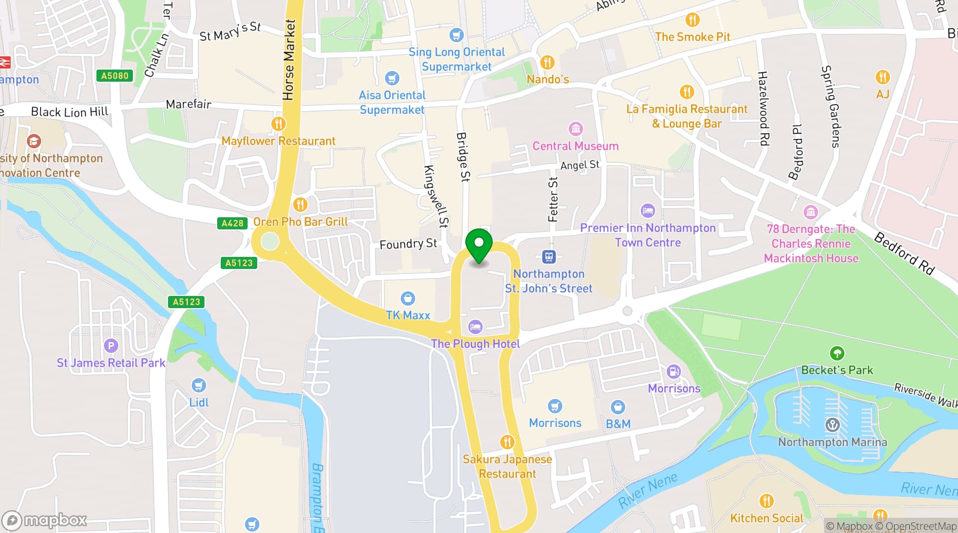 Map showing The Church Northampton