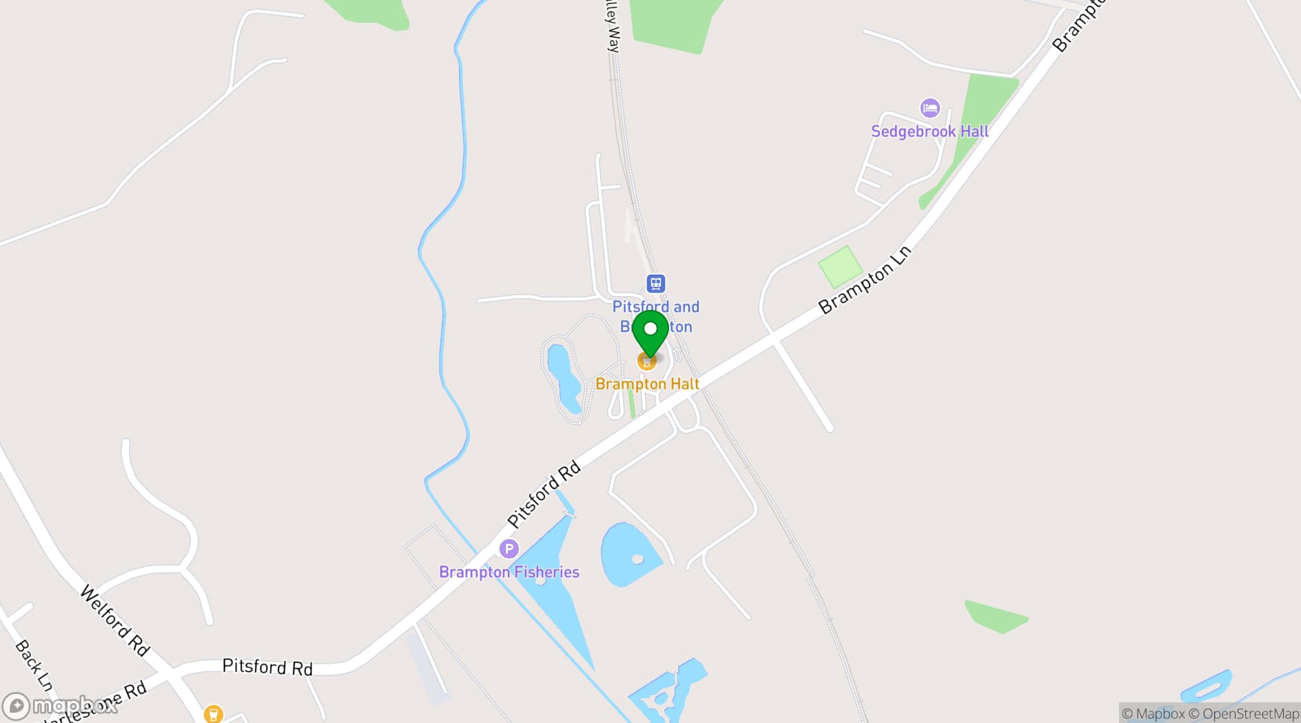Map showing Brampton Halt