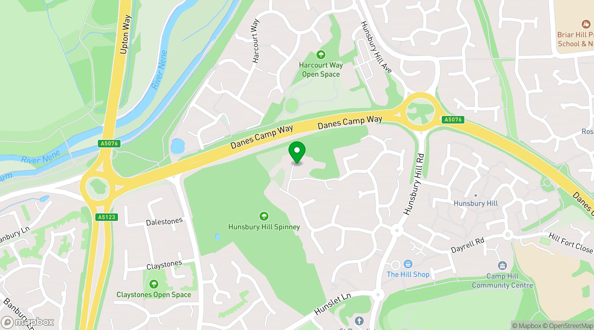 Map showing The Barns at Hunsbury Hill