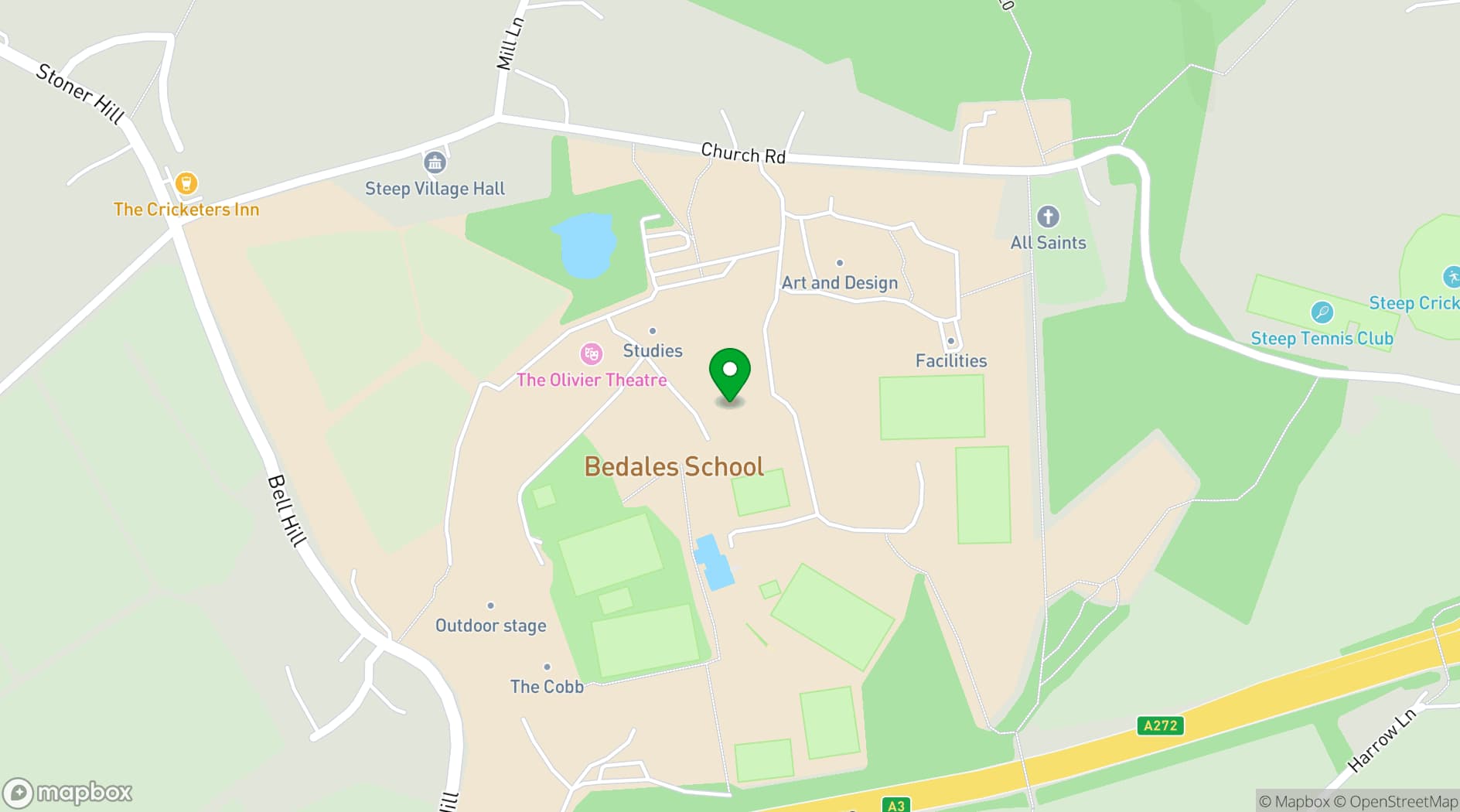 Map showing Bedales School