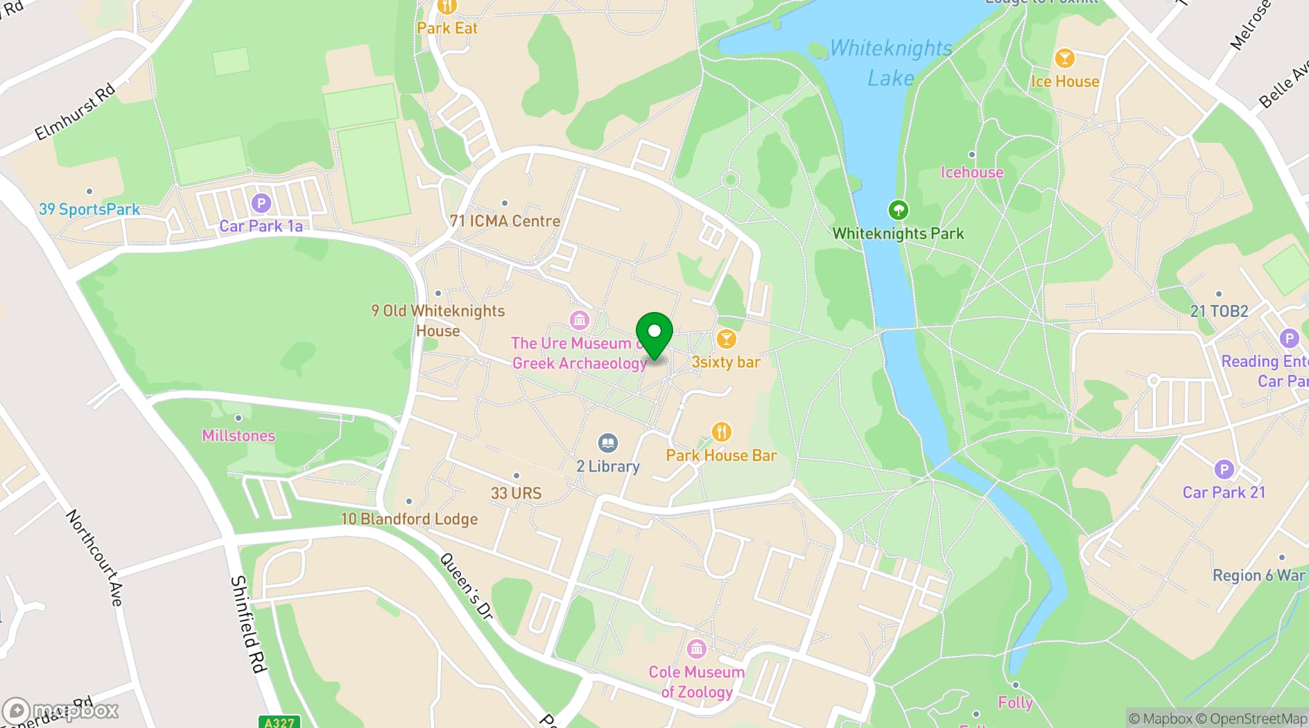Map showing Reading University Students' Union