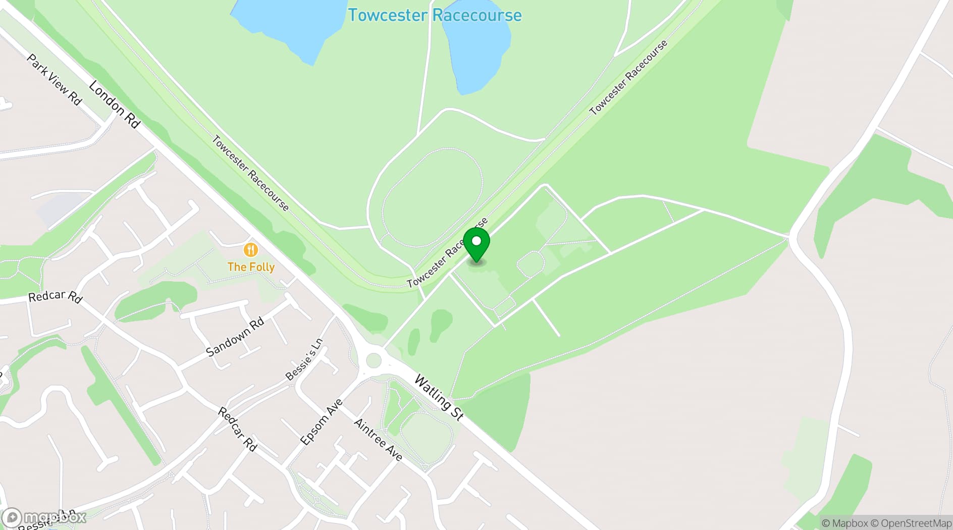 Map showing Towcester Racecourse