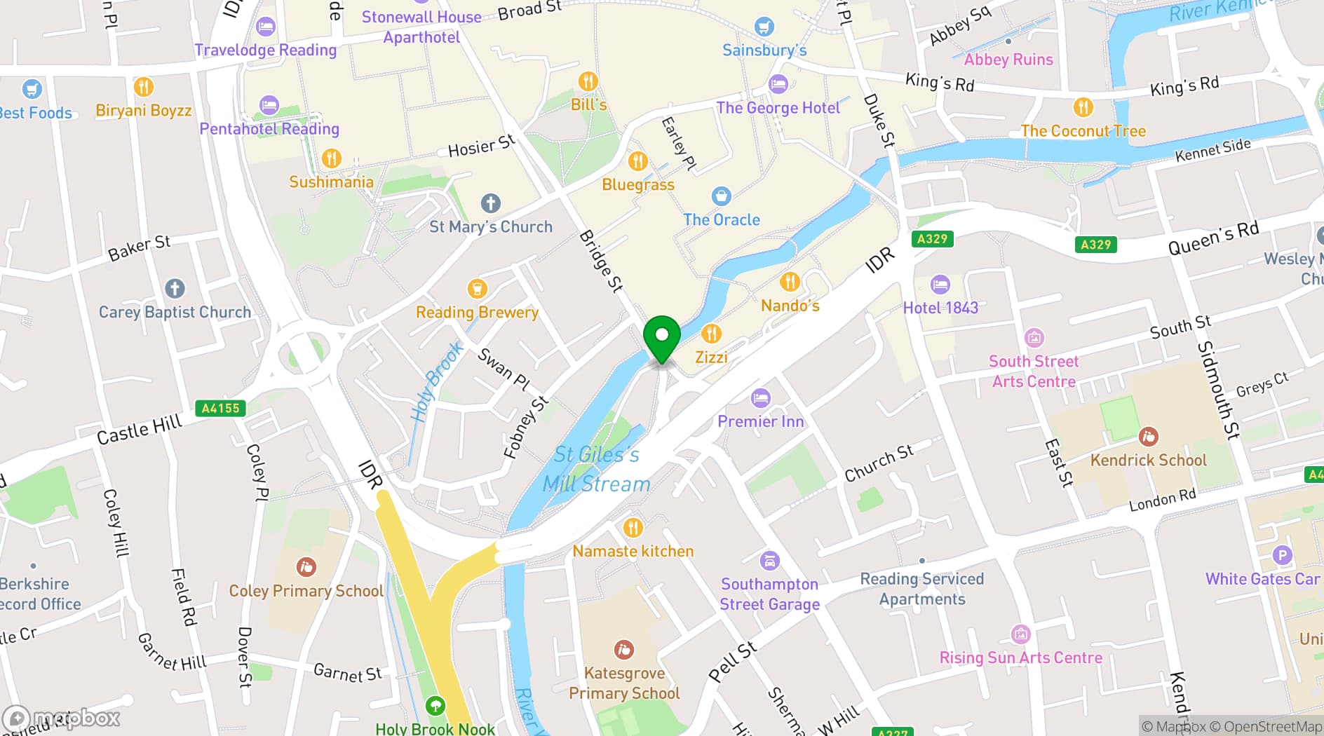 Map showing Boom Battle Bar Reading