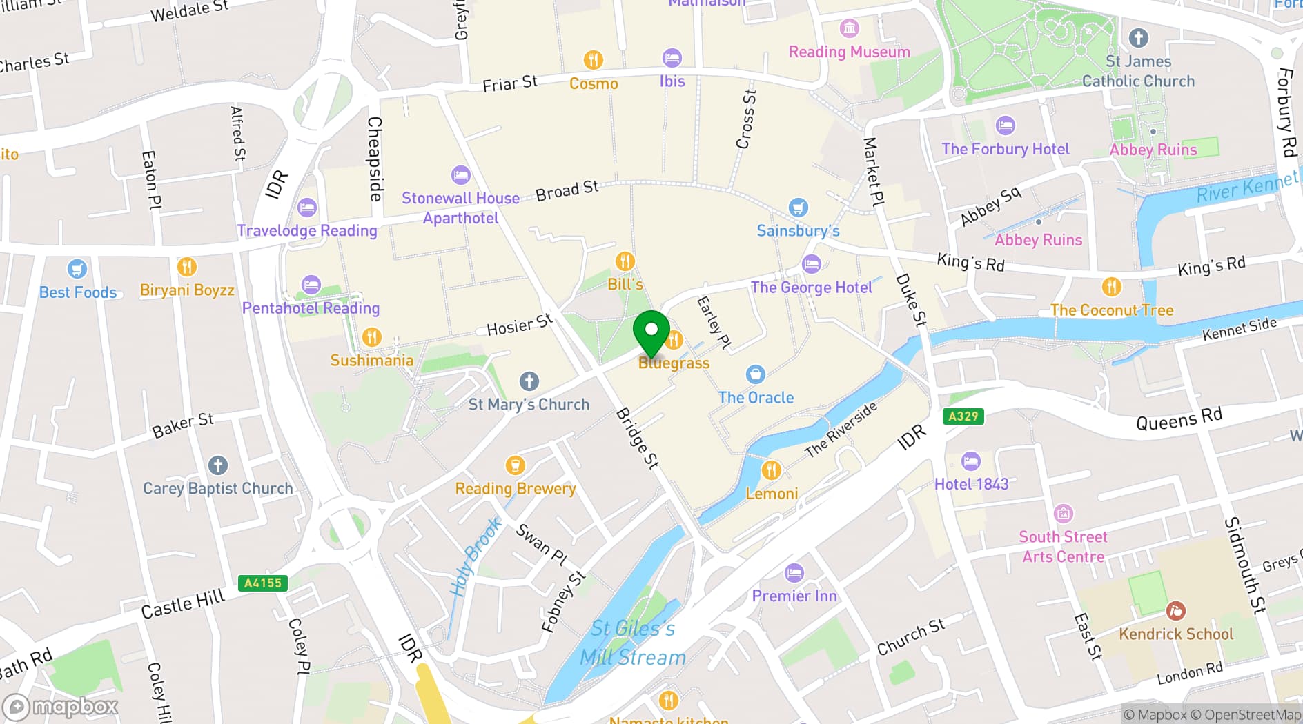 Map showing The Cocktail Club Reading