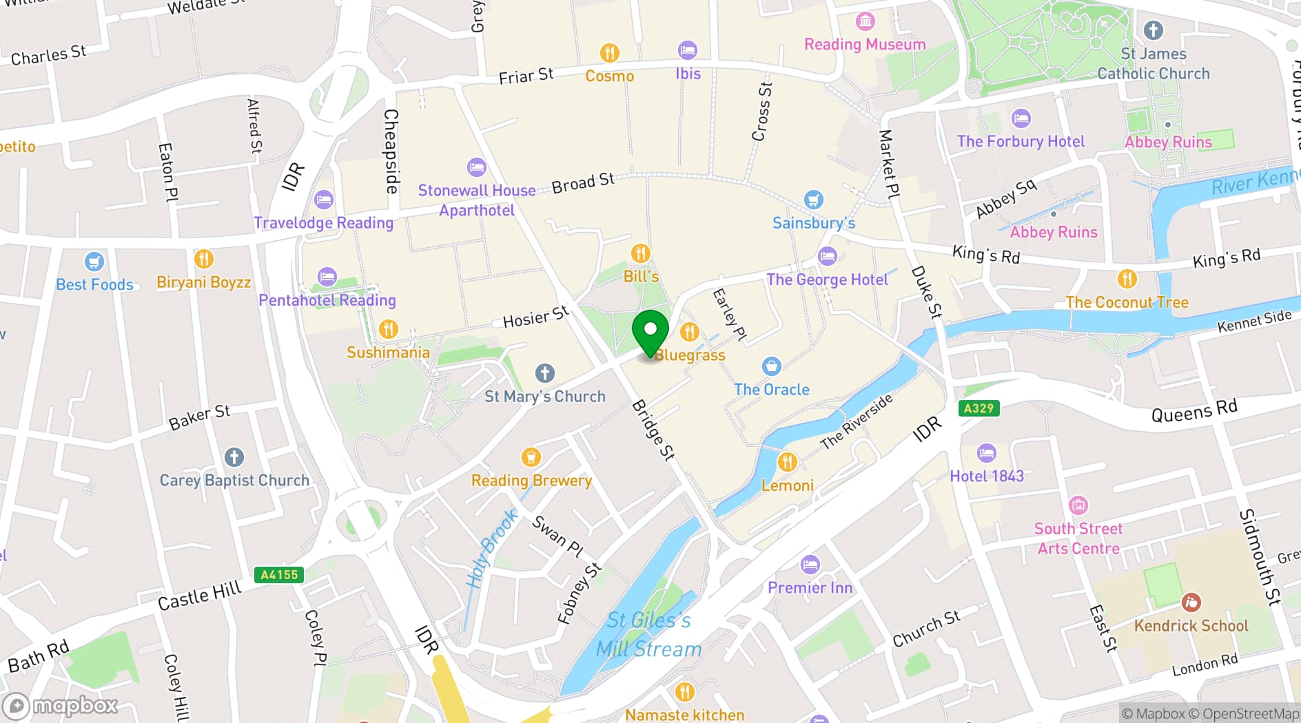 Map showing The Cocktail Club Reading
