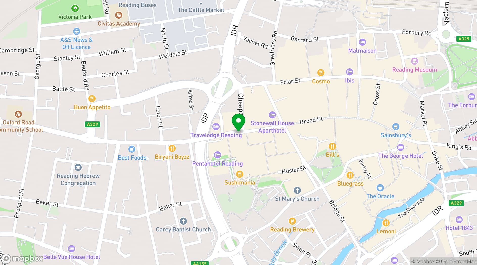 Map showing Pentahotel Reading
