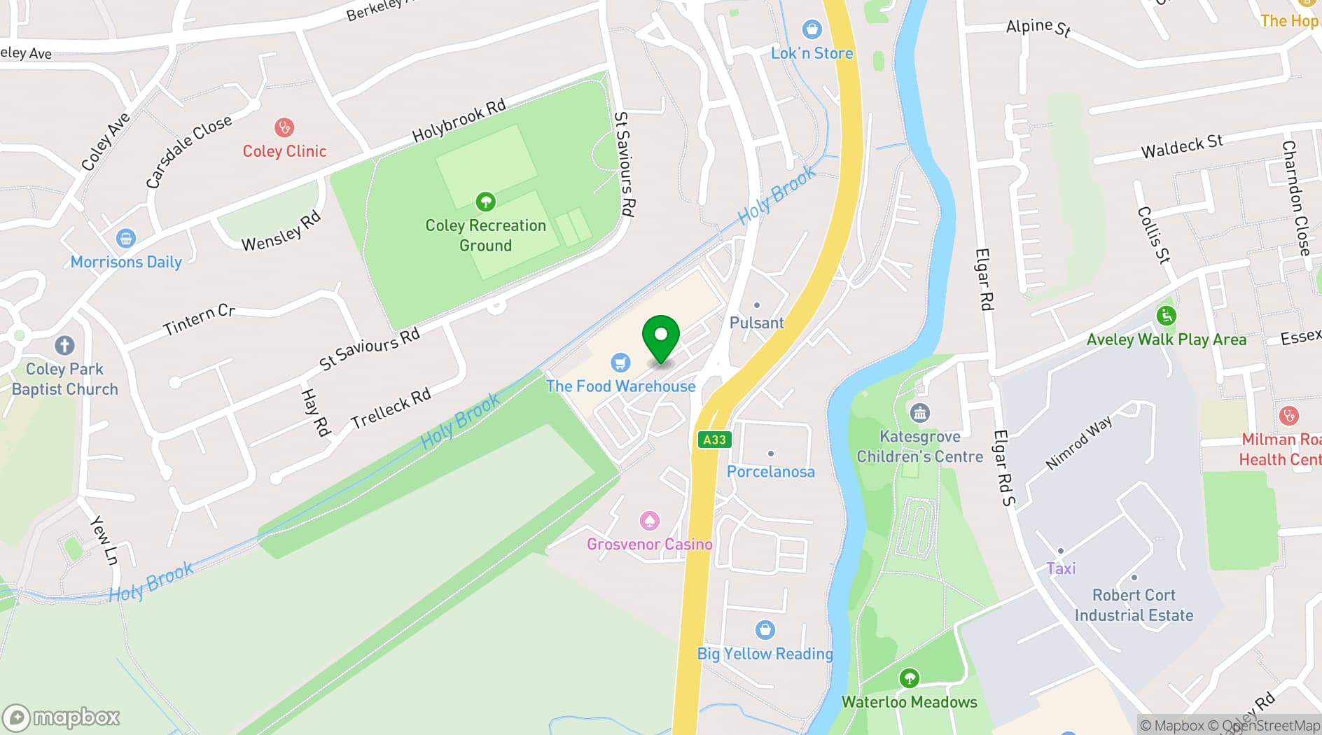 Map showing Grosvenor Casino Reading South