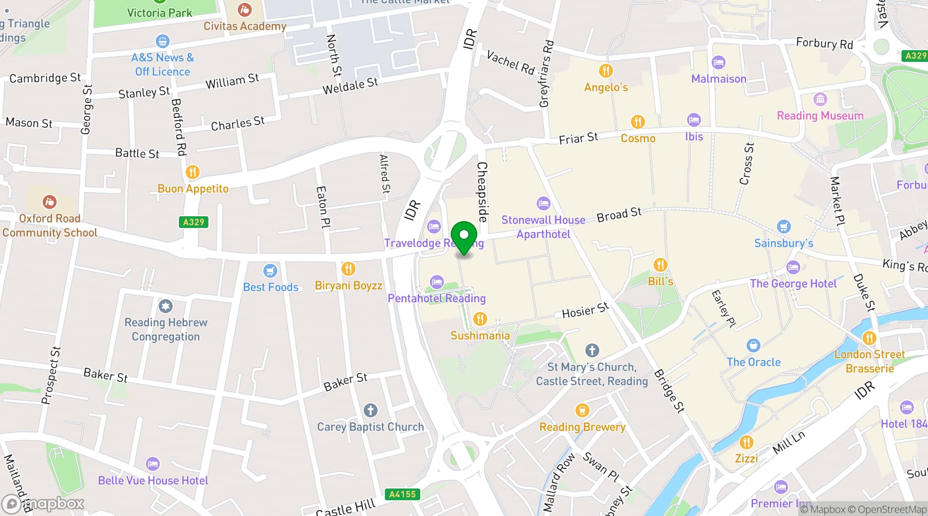 Map showing Spinners Reading