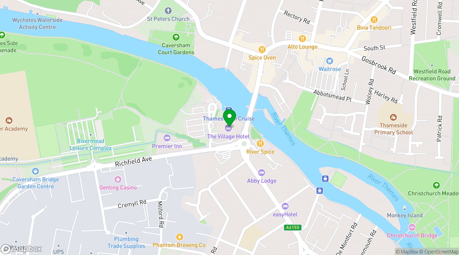 Map showing Crowne Plaza Reading