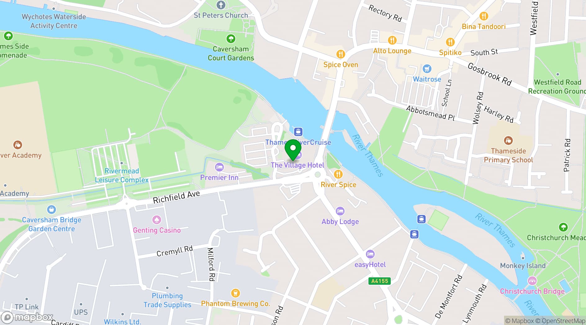 Map showing Village Hotel Reading