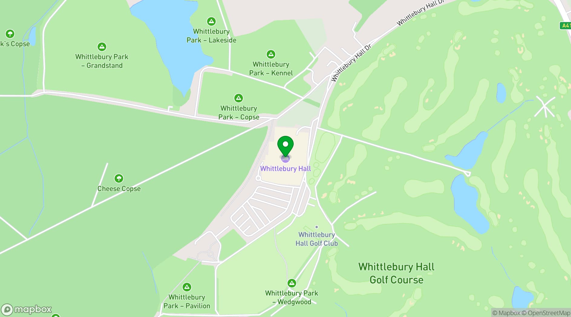 Map showing Whittlebury Park