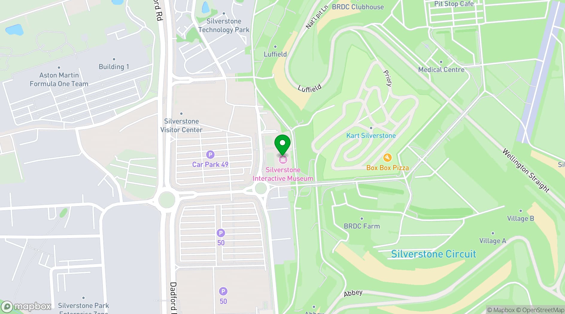 Map showing Silverstone Museum