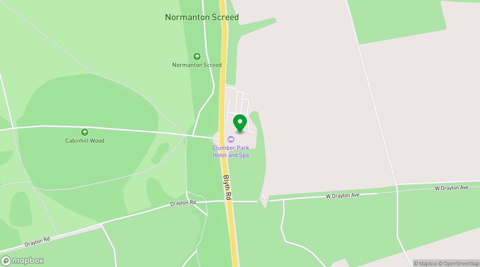 Map showing Clumber Park Hotel & Spa