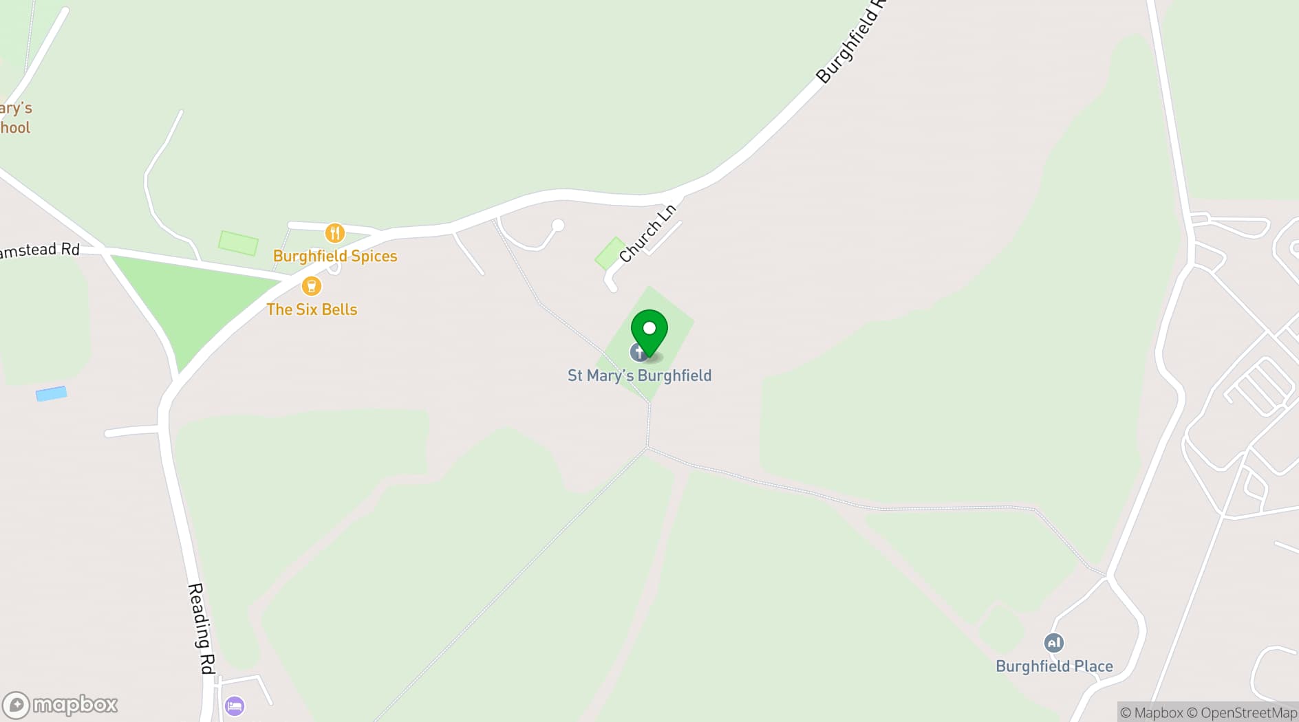 Map showing St Mary's Burghfield