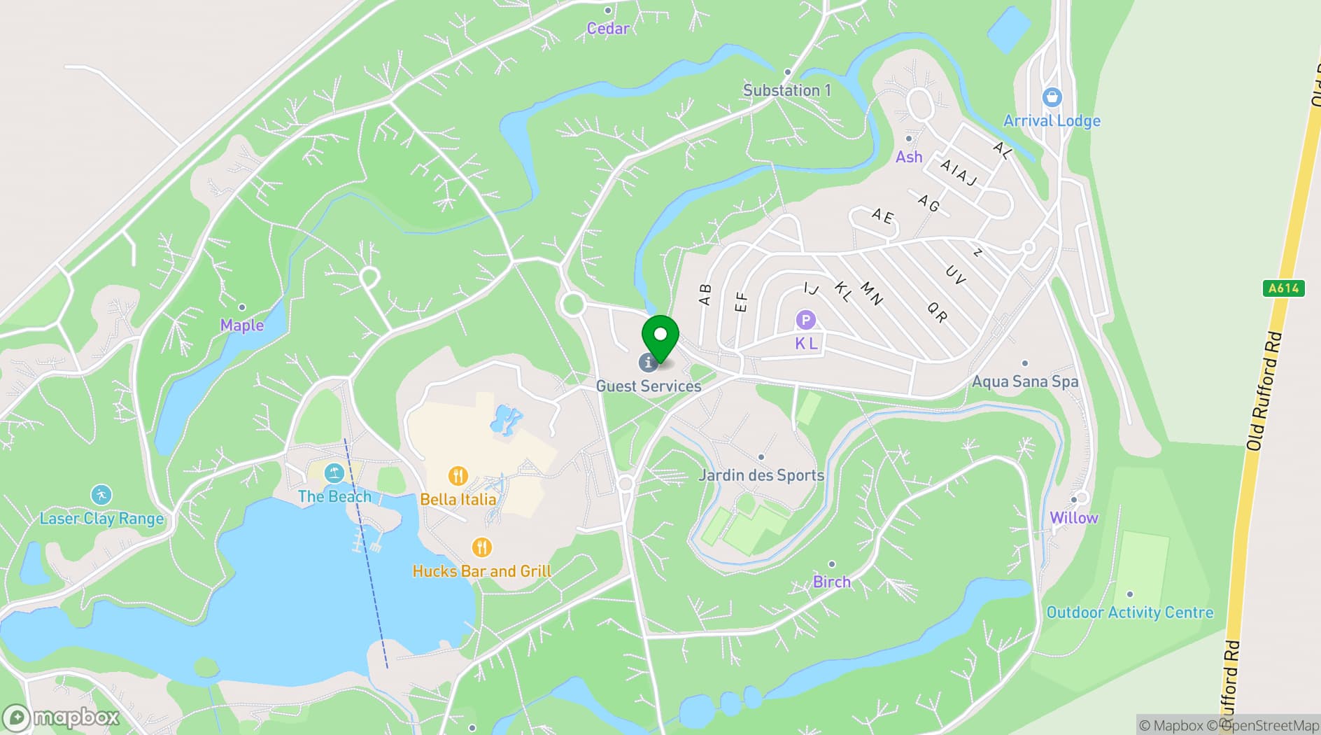 Map showing Center Parcs Sherwood Forest