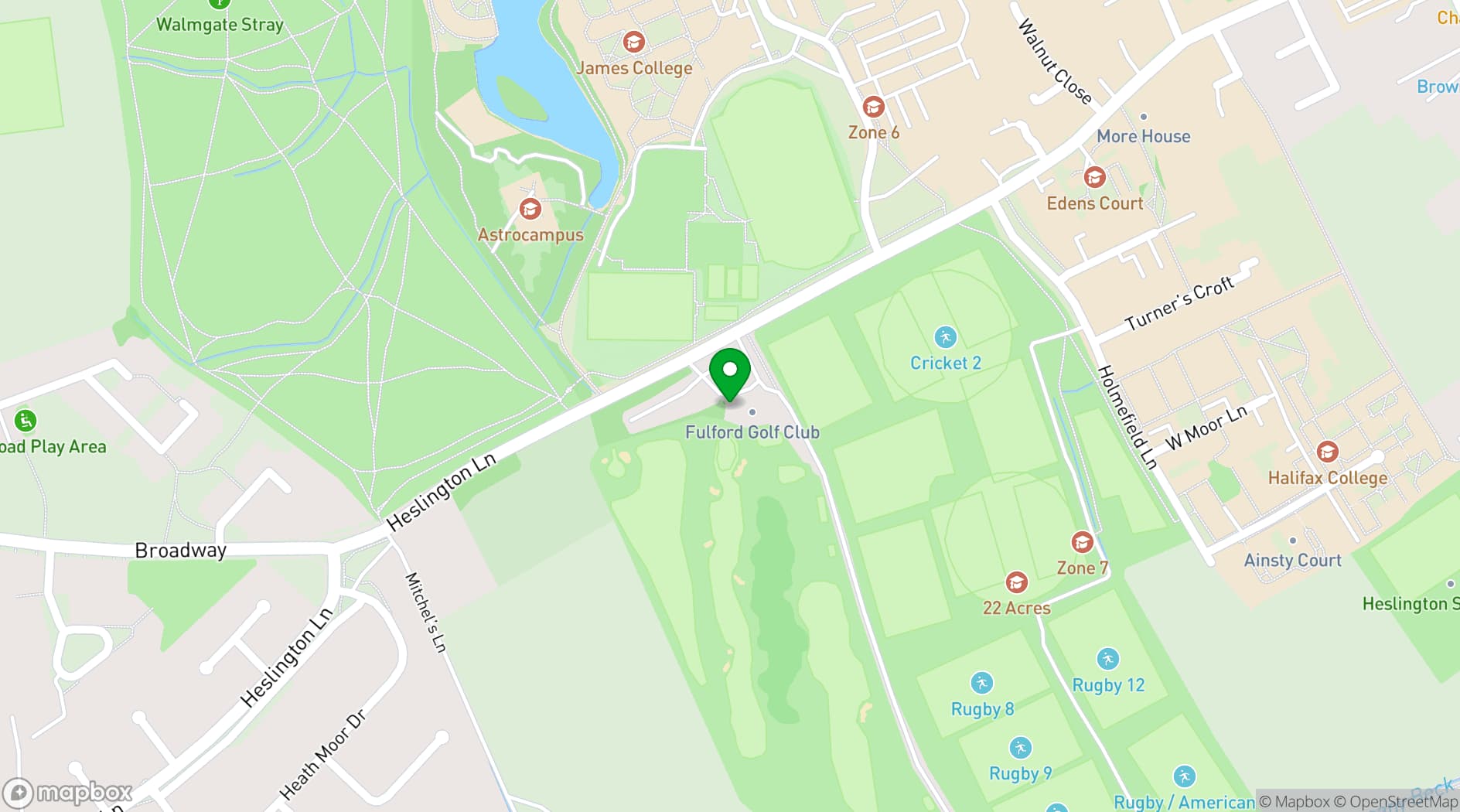 Map showing University of York