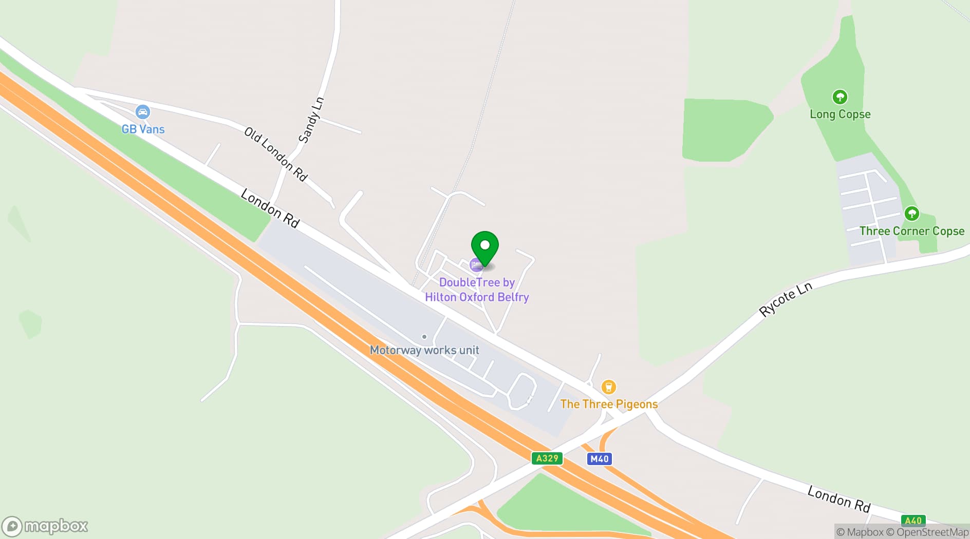 Map showing The Oxford Belfry Hotel