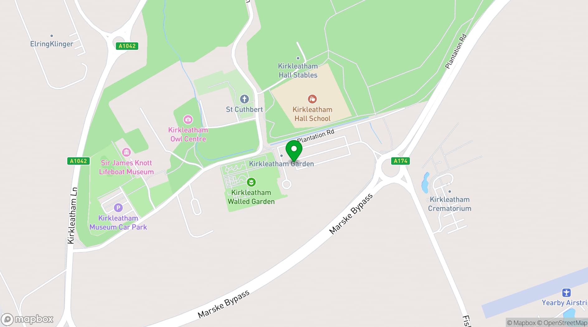 Map showing Kirkleatham Walled Garden