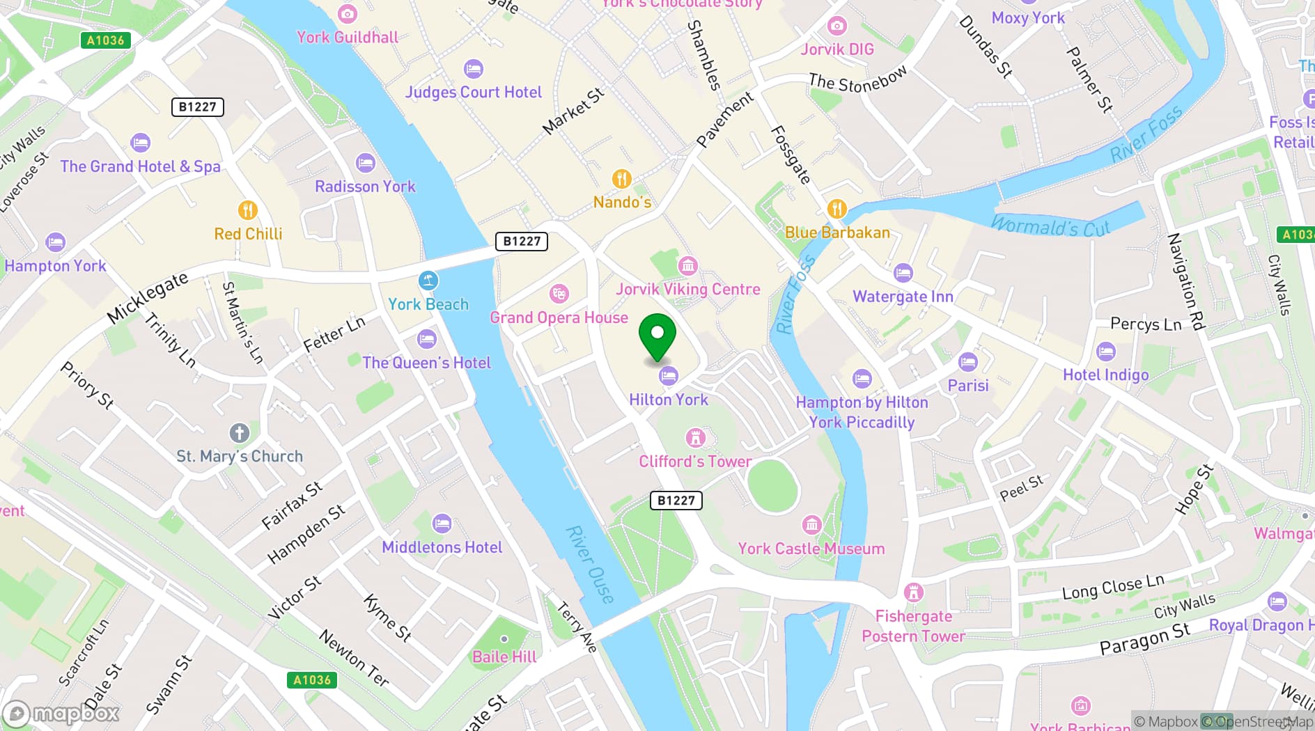 Map showing Hilton York