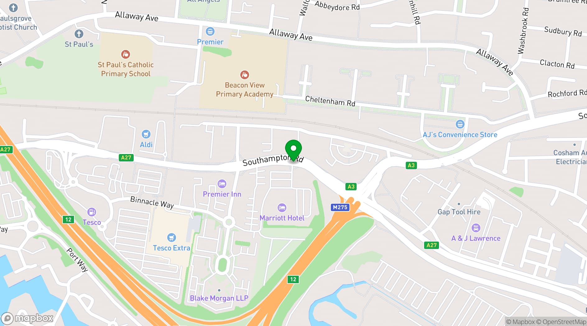 Map showing Marriott portsmouth