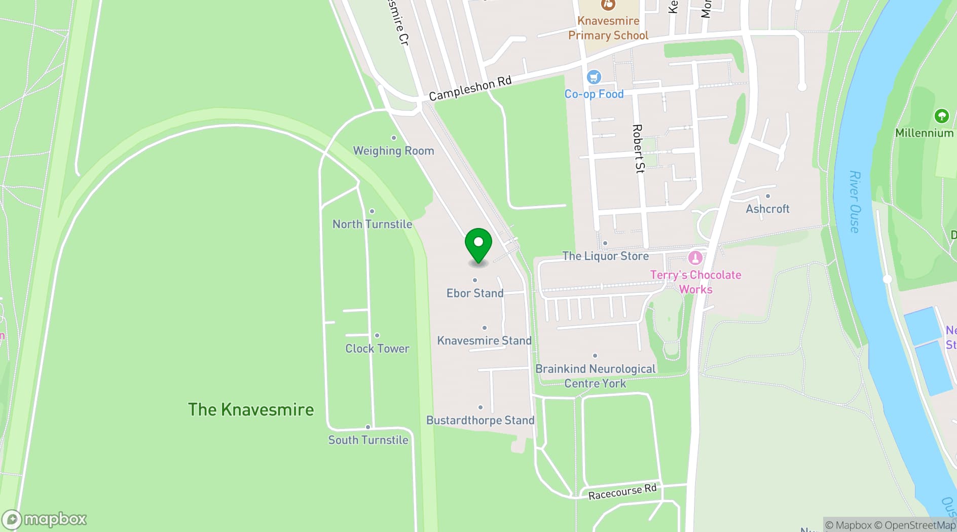 Map showing York Racecourse