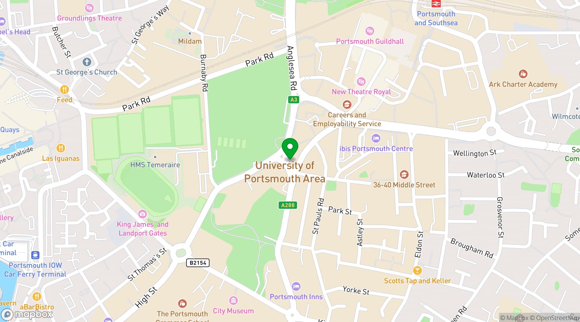 Map showing University of Portsmouth