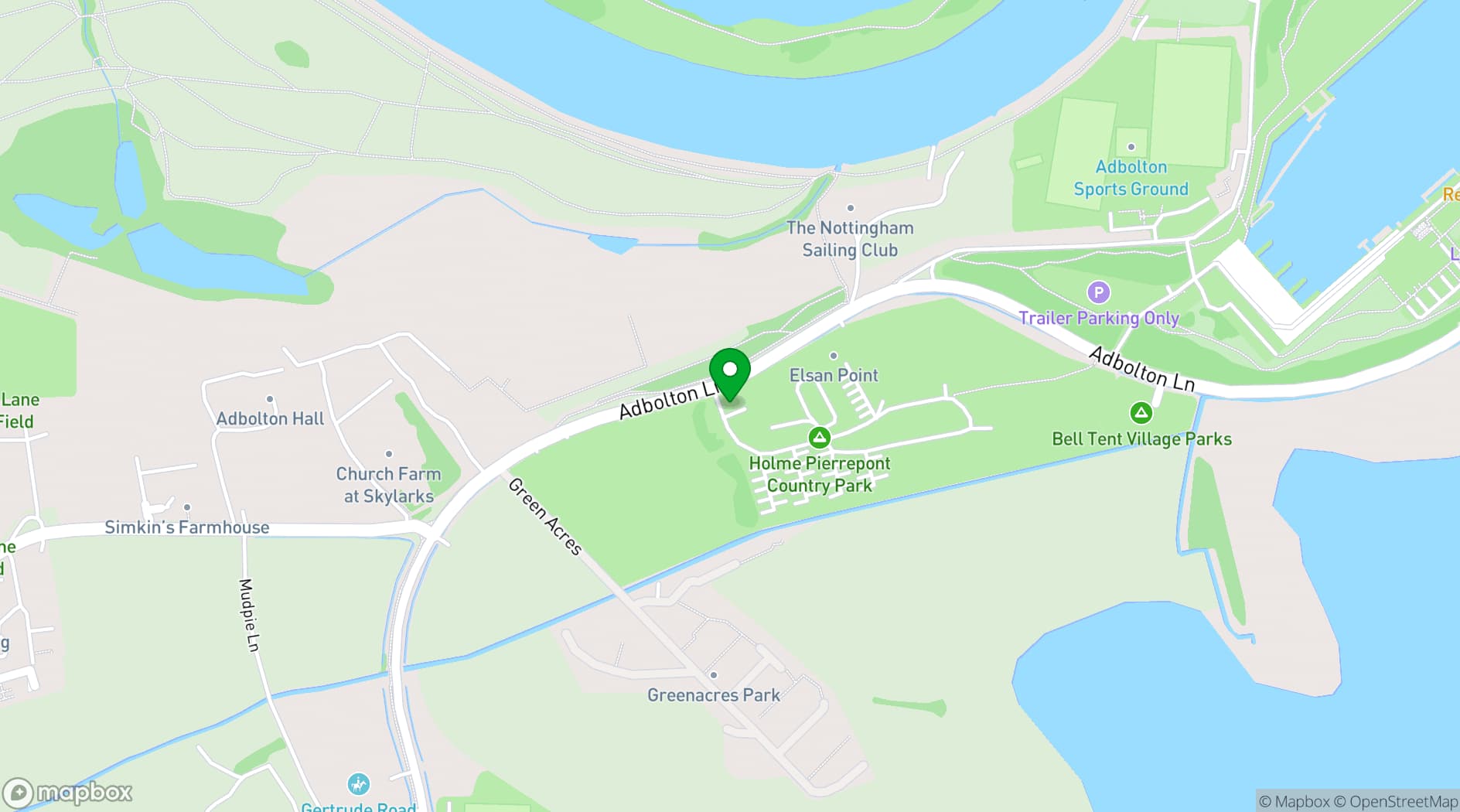 Map showing Bell Tent Village Parks