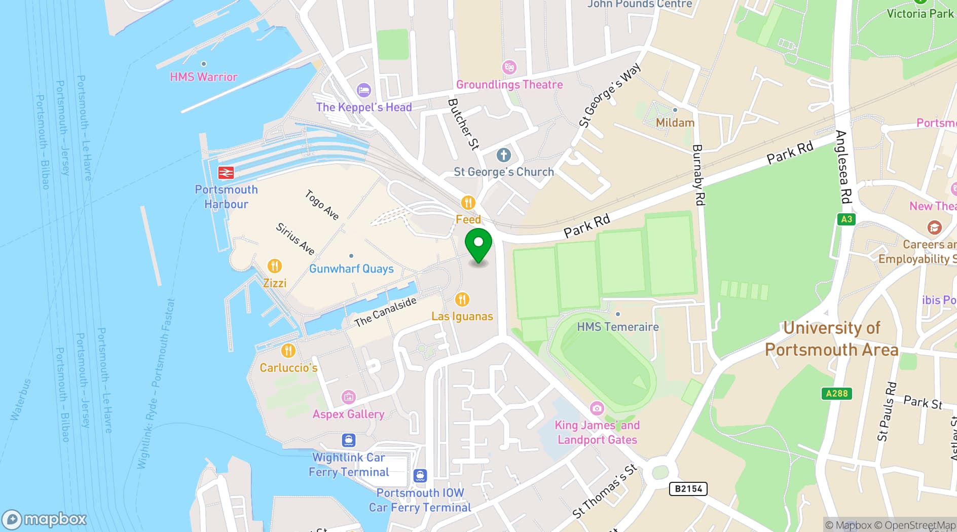 Map showing Las Iguanas Portsmouth