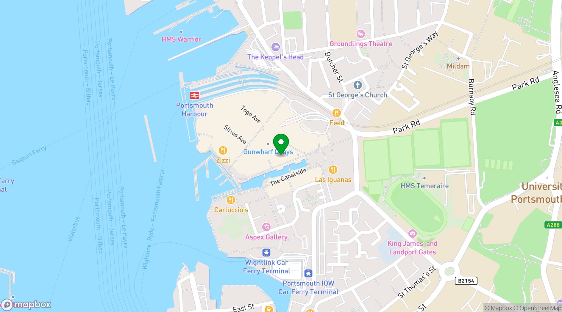 Map showing The Alchemist Gunwharf Quays