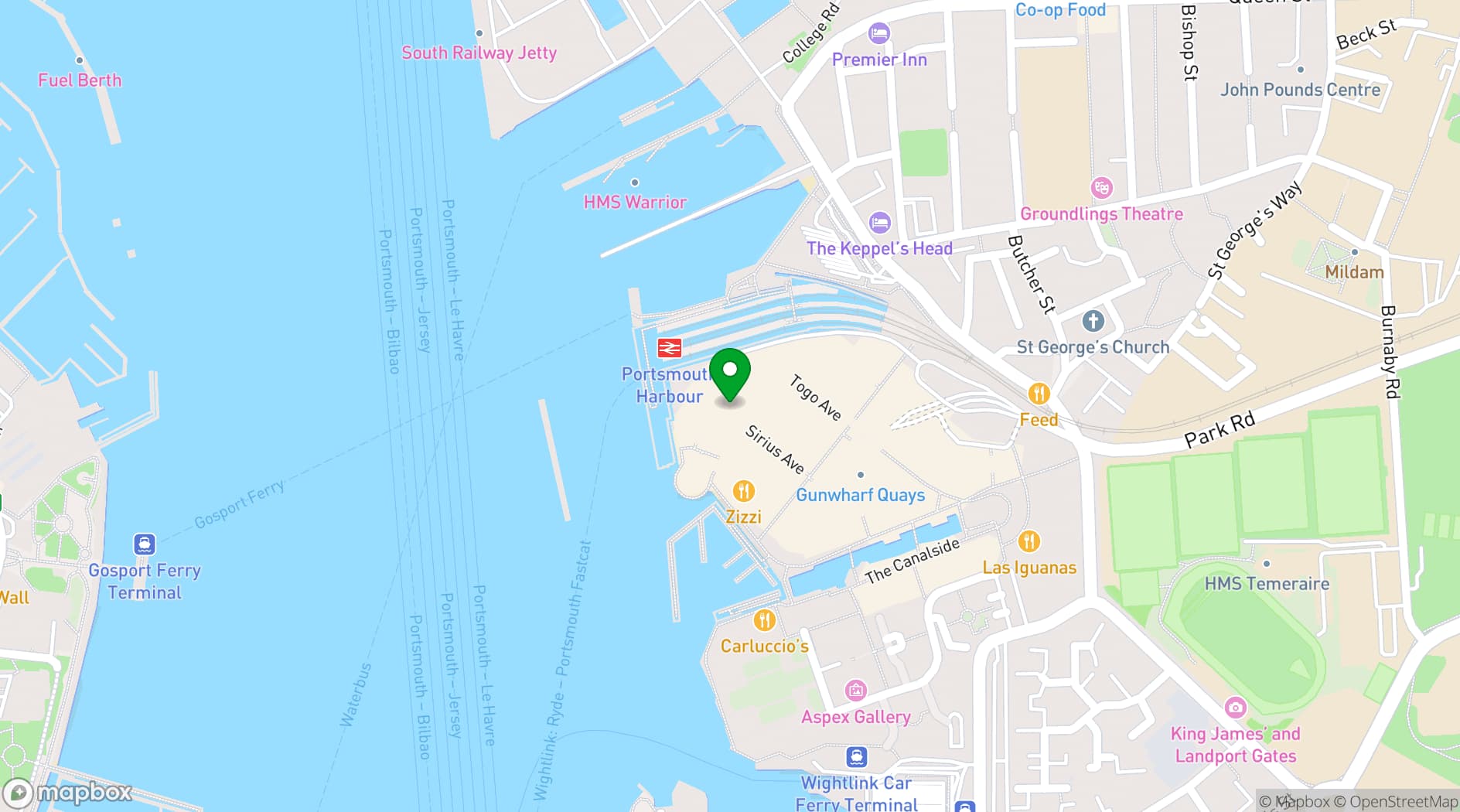 Map showing Spinnaker Tower