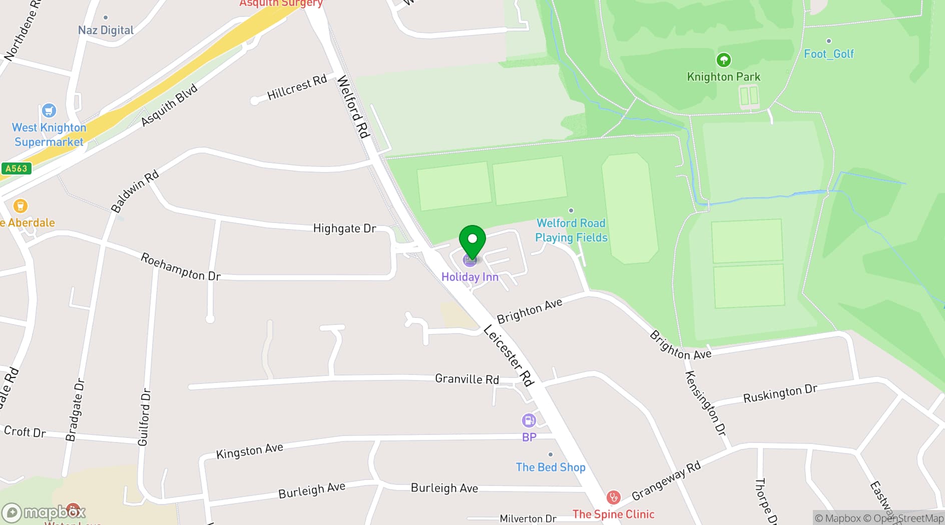 Map showing Holiday Inn Leicester Wigston