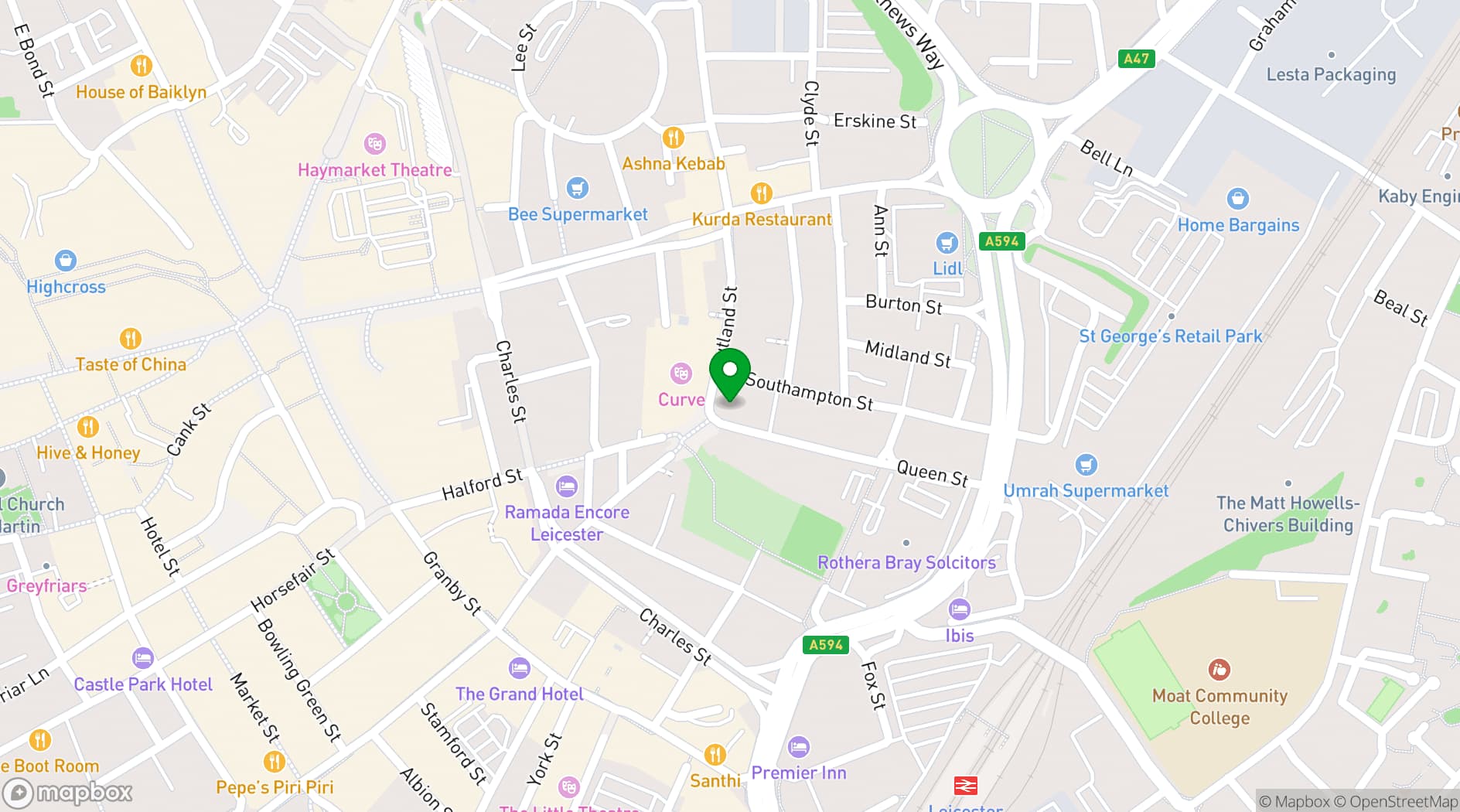 Map showing Athena Events Venue 