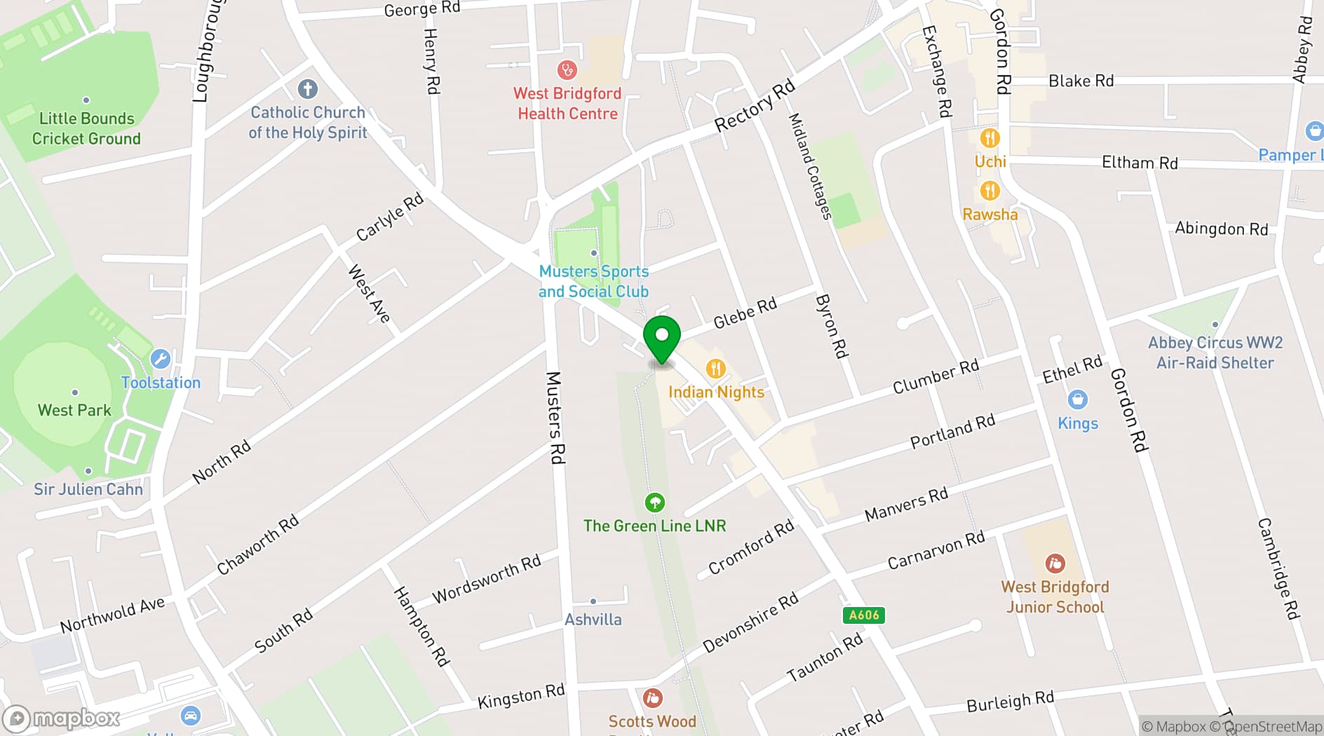 Map showing The Refinery West Bridgford