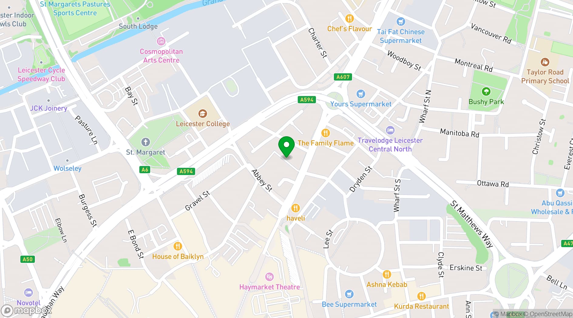 Map showing Q Room