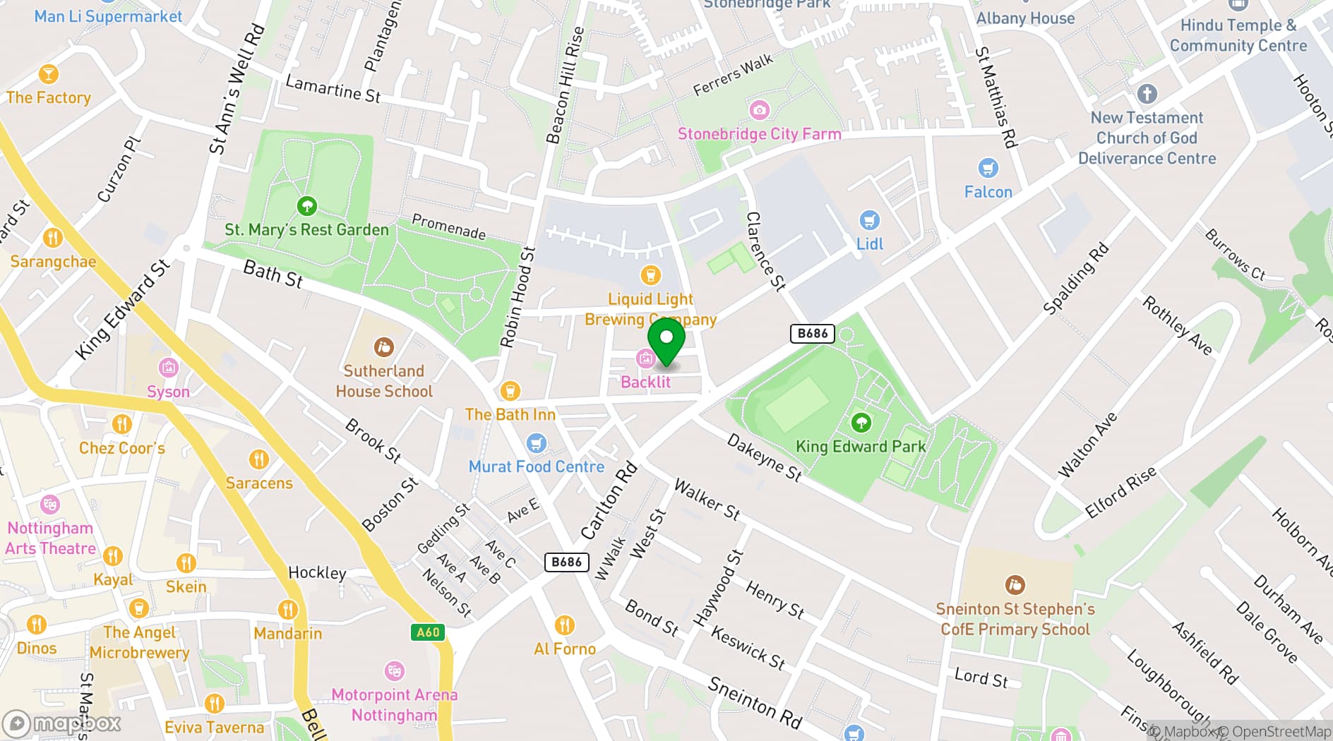 Map showing BACKLIT Gallery