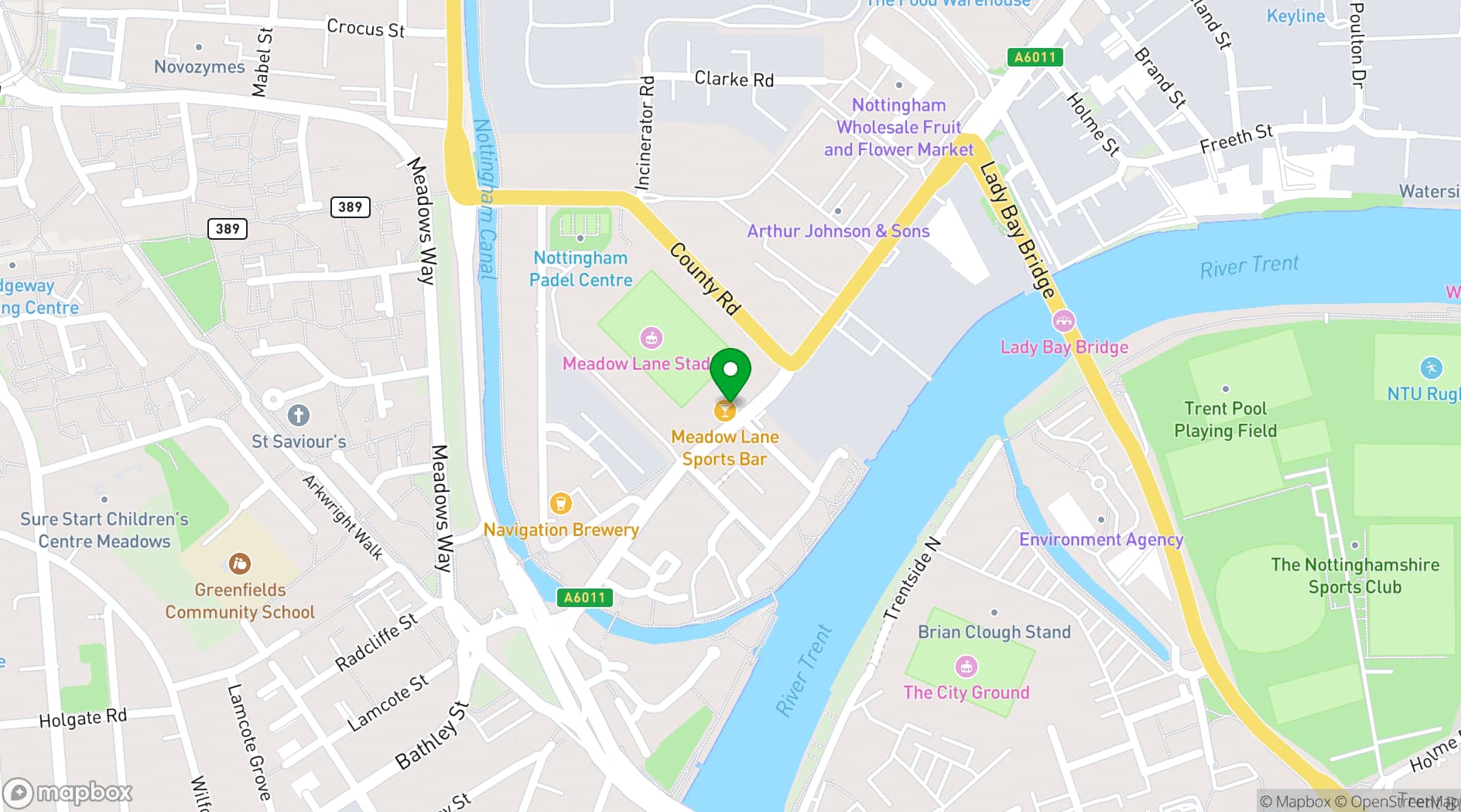 Map showing Meadow Lane Events