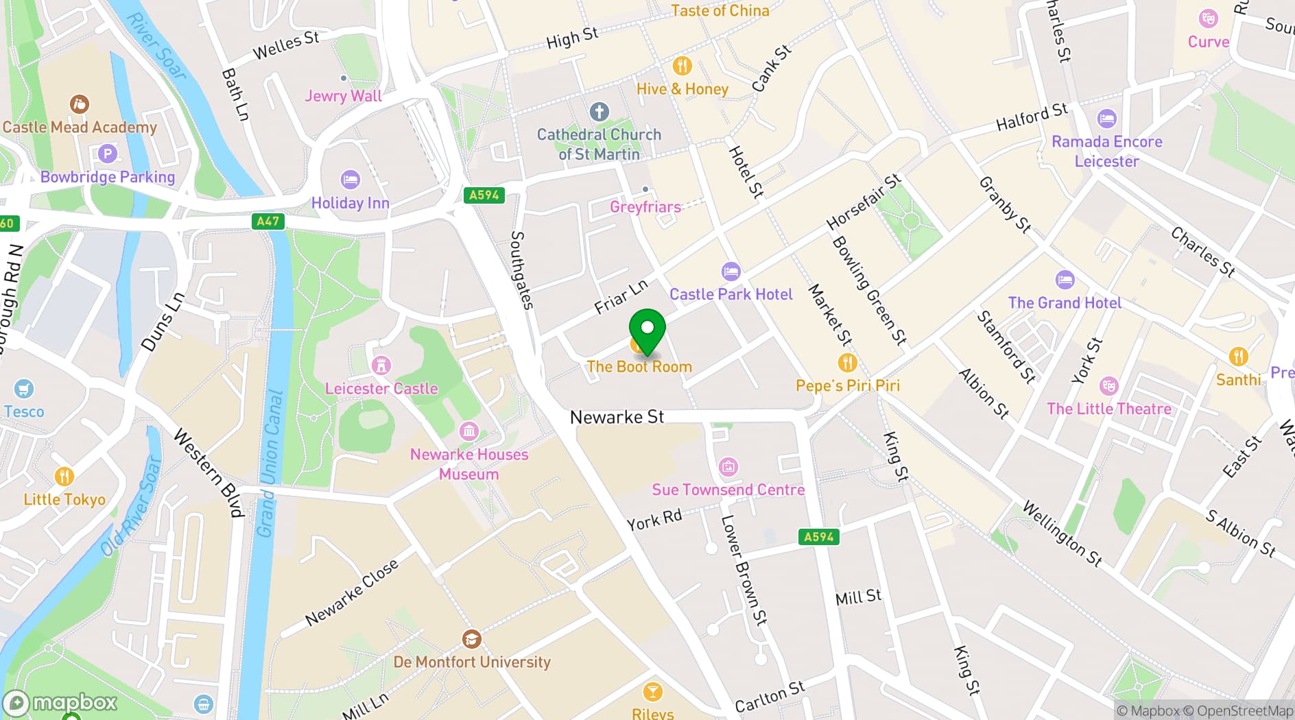 Map showing Bistrot Pierre Leicester