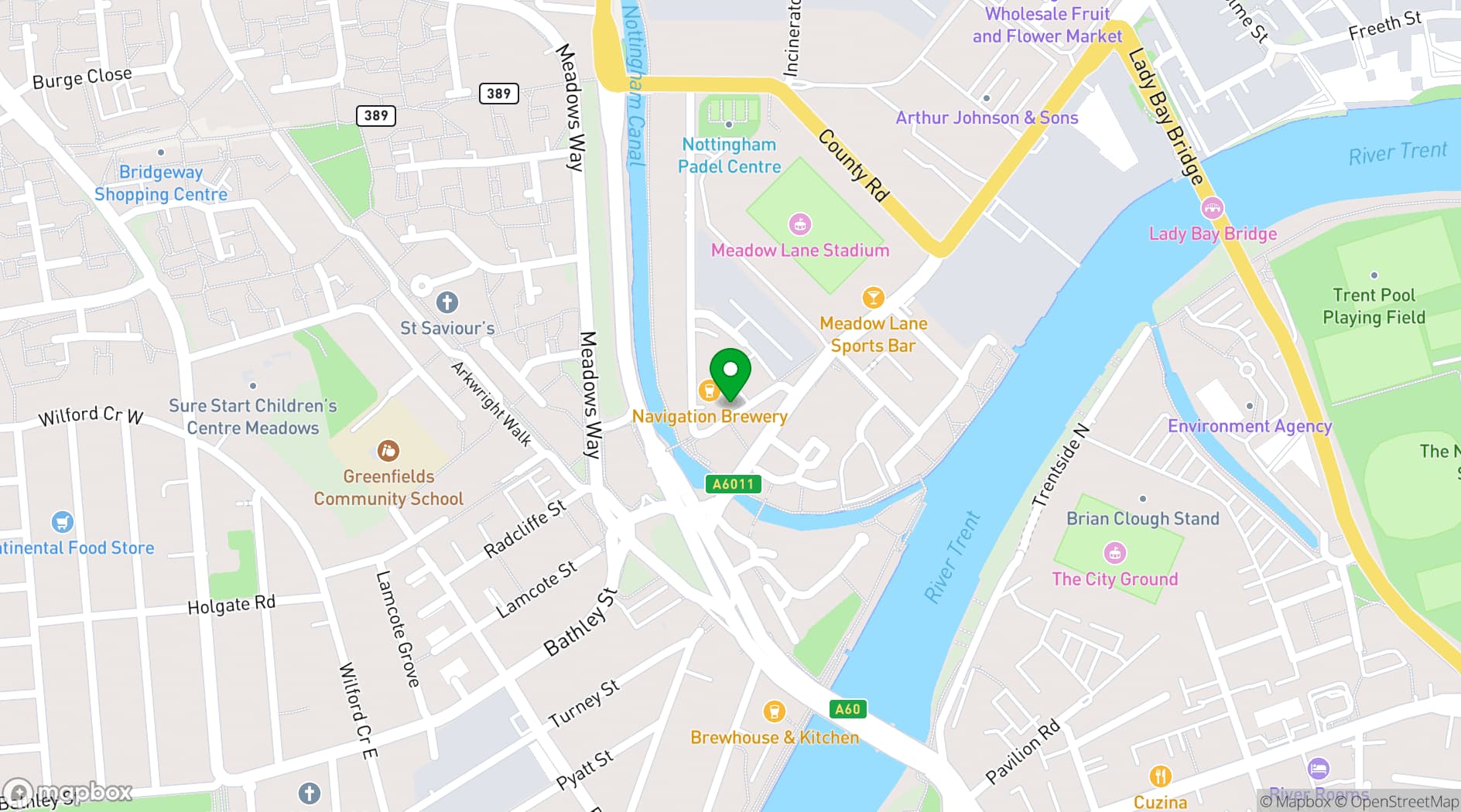 Map showing Trent Navigation Inn