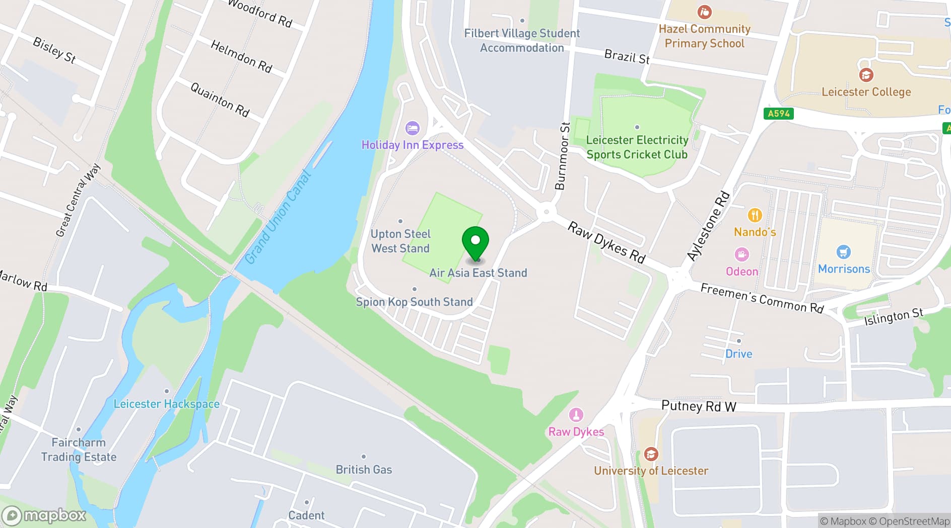 Map showing King Power Stadium