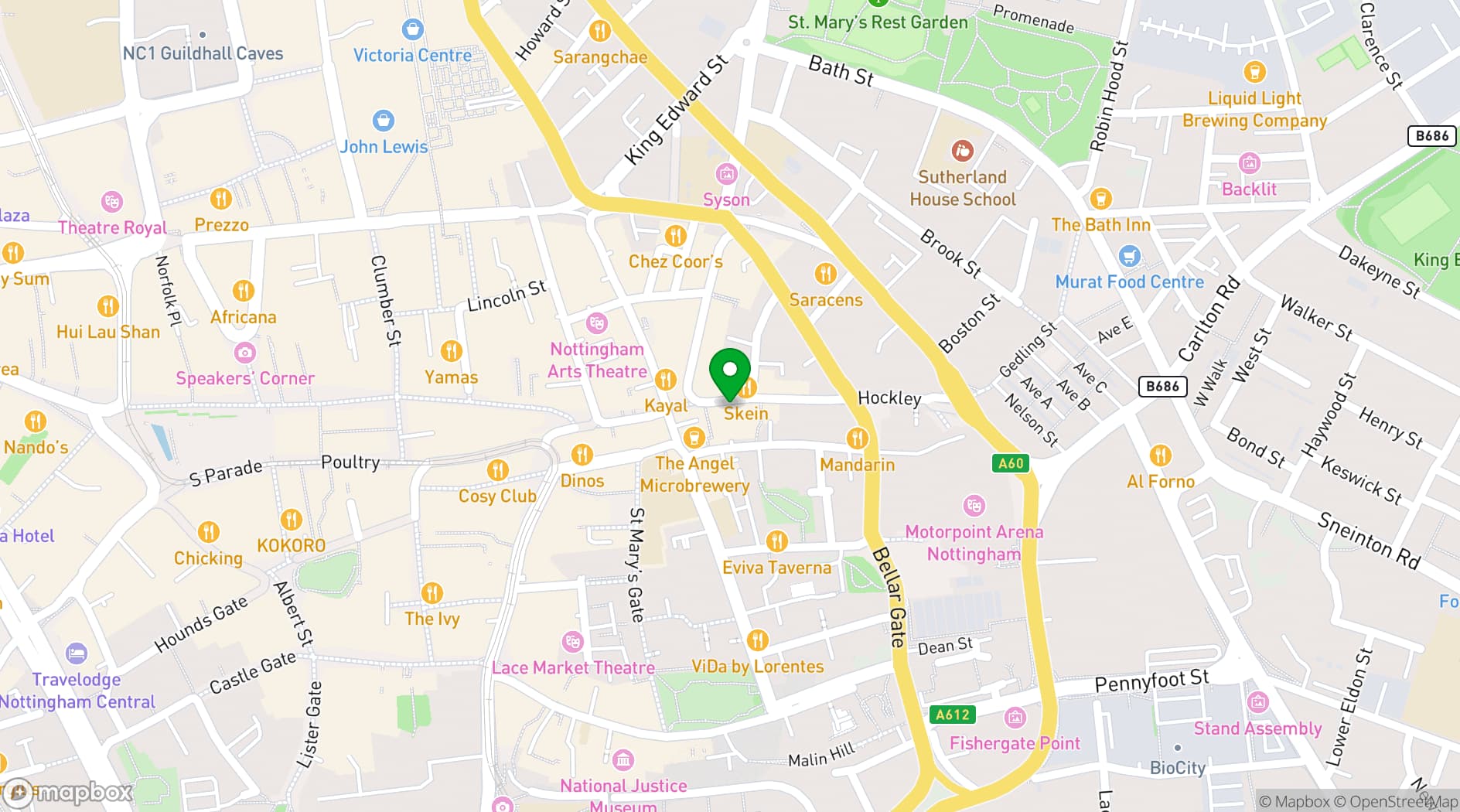 Map showing Baa Bar - Nottingham