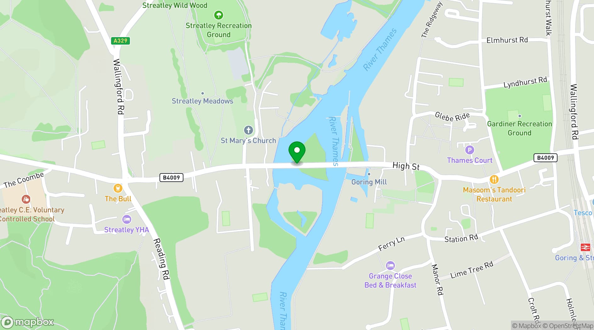 Map showing Coppa Club, Streatley
