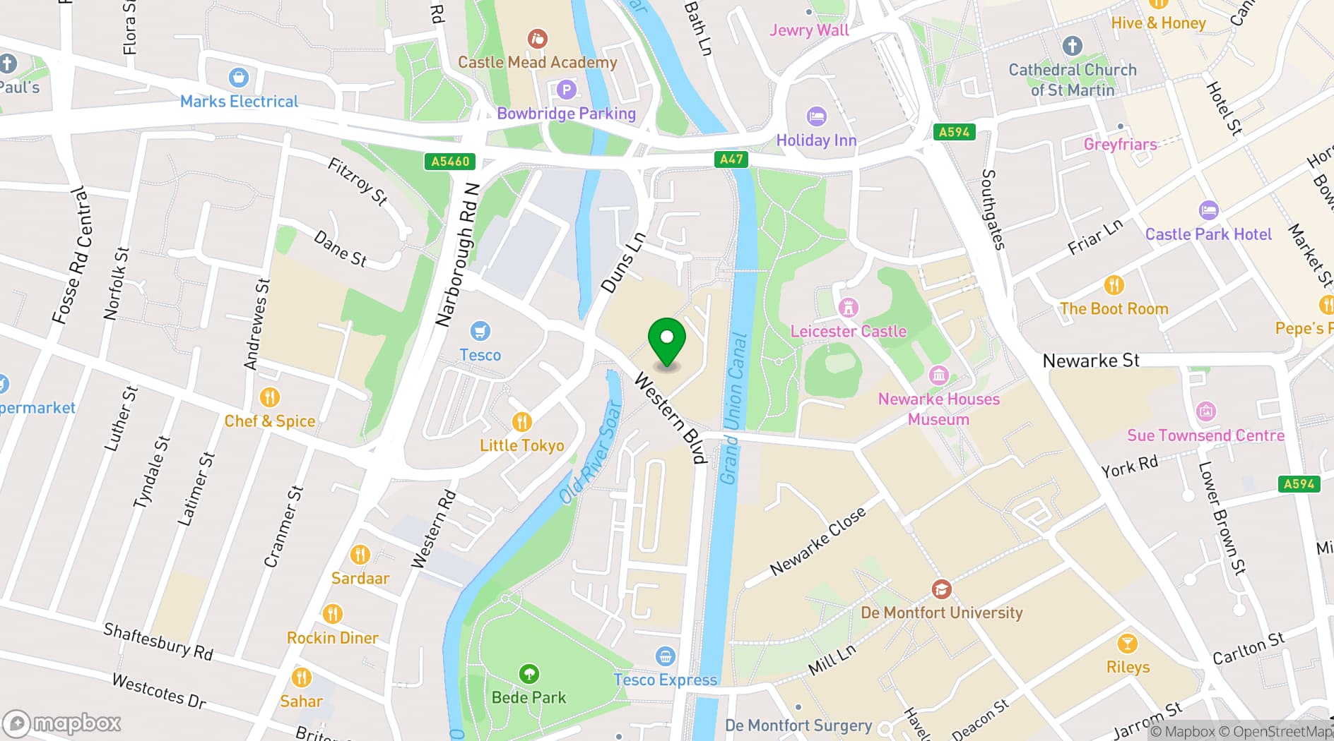 Map showing The Venue@DMU