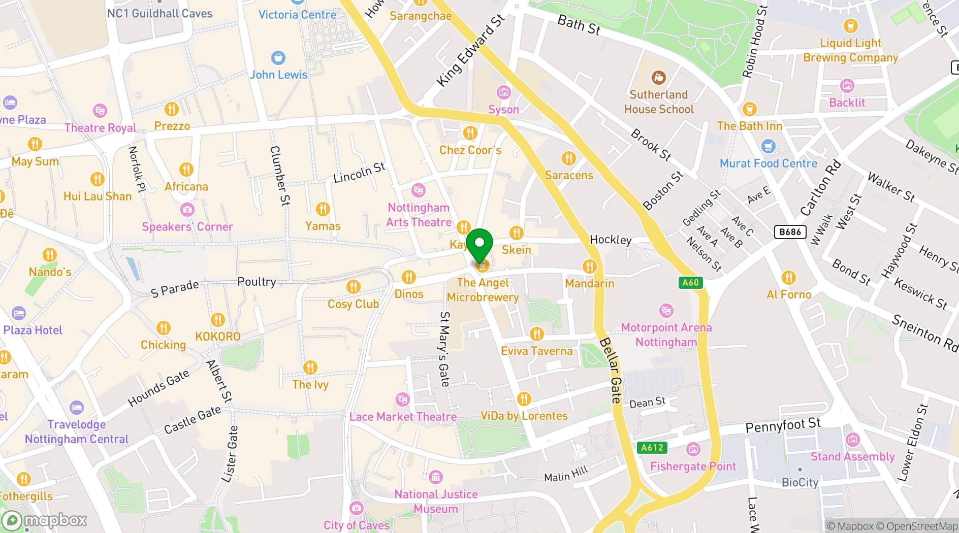 Map showing The Angel Microbrewery