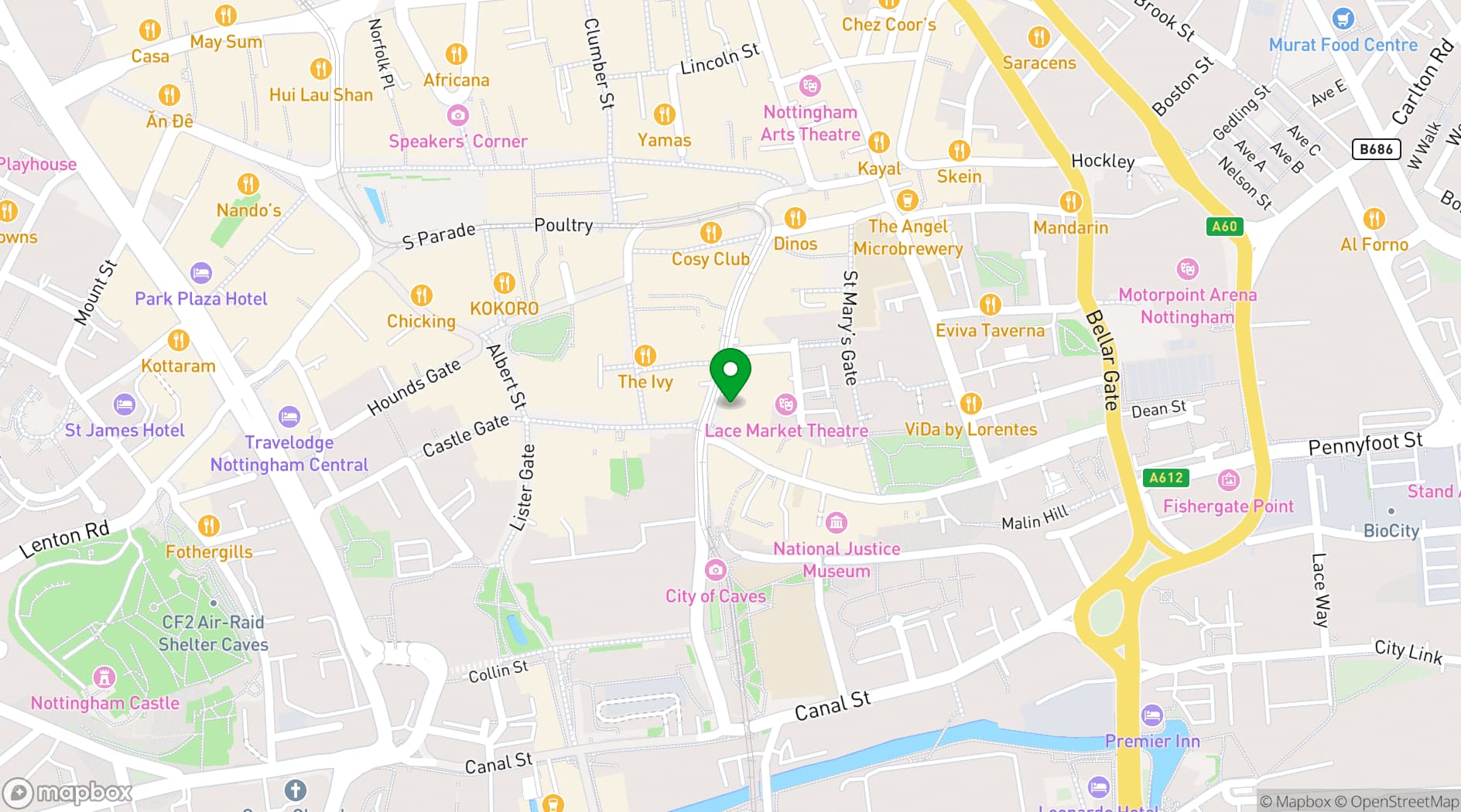 Map showing Piccolino Nottingham